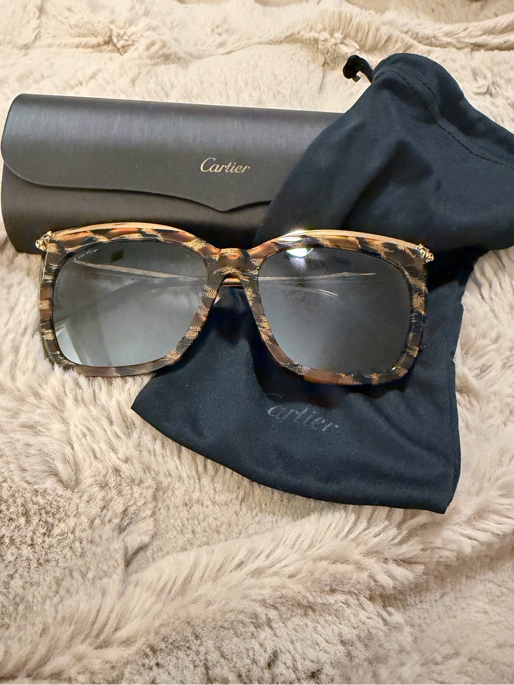 Cartier Panthere Oversized Sunglasses Mirrored Lenses